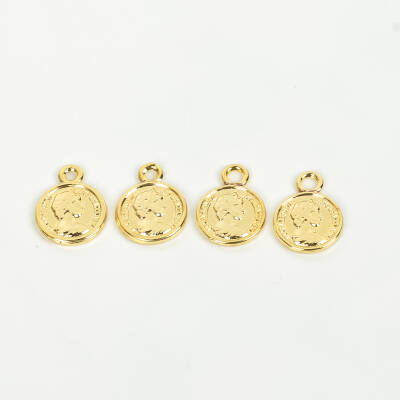 1 Adet - 12 mm Eski Suret Desenli Uç, Charm Uç, Altın Kaplama 1.Kalite Kararmaz - 2