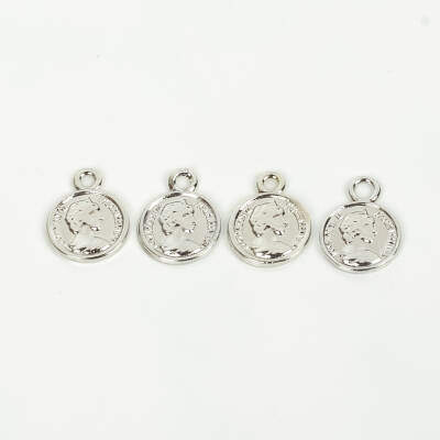 1 Adet - 12 mm Eski Suret Desenli Uç, Charm Uç, Rodyum Kaplama 1.Kalite Kararmaz - 3