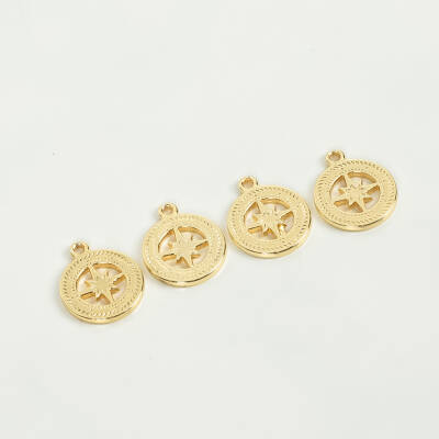 1 Adet - 12 mm Pusula Desenli Uç, Charm Uç, Altın Kaplama 1.Kalite Kararmaz - 4