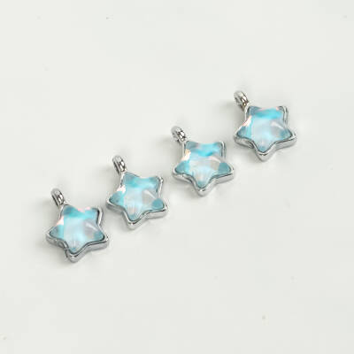 1 Adet - 12 mm Yıldız Desenli Taşlı Uç, Charm Uç, Rodyum Kaplama 1.Kalite Kararmaz - 3