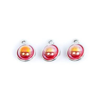 1 Adet - 13 mm Janjanlı Kırmızı Plastik Taşlı Takı Aparatı, Nikel Takı Aparatı, 1. Kalite (kararmaz) - 2