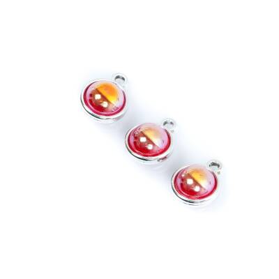 1 Adet - 13 mm Janjanlı Kırmızı Plastik Taşlı Takı Aparatı, Nikel Takı Aparatı, 1. Kalite (kararmaz) - 3