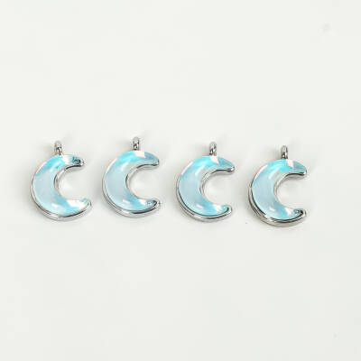 1 Adet - 15 mm Ay Desenli Taşlı Uç, Charm Uç, Rodyum Kaplama 1.Kalite Kararmaz - 2