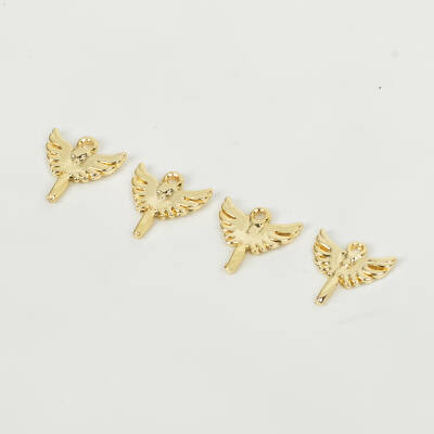 1 Adet - 15 mm Kanatlı Melek Desenli Uç, Charm Uç, Altın Kaplama 1.Kalite Kararmaz - 3
