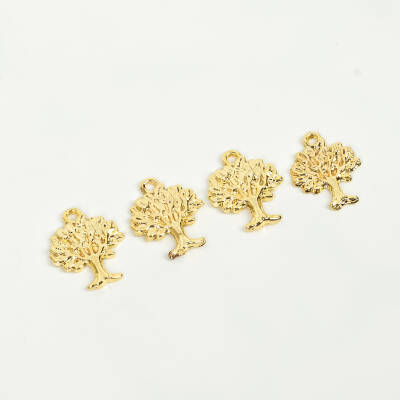 1 Adet - 15 mm Yaşam Ağacı Desenli Uç, Charm Uç, Altın Kaplama 1.Kalite Kararmaz - 3