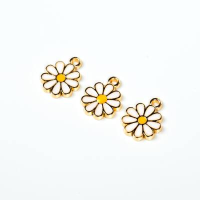 1 Adet - 16 mm Tek Kulp Mineli Papatya Takı Aparatı, Altın Kaplama, 1. Kalite (Kararmaz) - 3