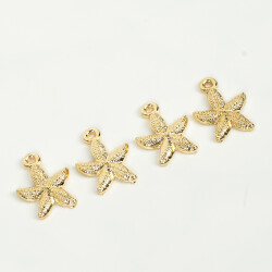 1 Adet - 19 mm Deniz Yıldızı Desenli Uç, Charm Uç, Altın Kaplama 1.Kalite Kararmaz - YF Hobi