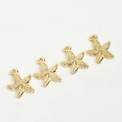 1 Adet - 19 mm Deniz Yıldızı Desenli Uç, Charm Uç, Altın Kaplama 1.Kalite Kararmaz - 1