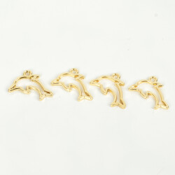 1 Adet - 22 mm Yunus Desenli Uç, Charm Uç, Altın Kaplama 1.Kalite Kararmaz - 2