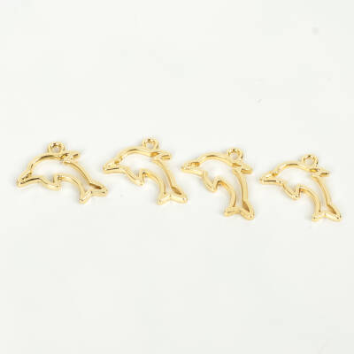 1 Adet - 22 mm Yunus Desenli Uç, Charm Uç, Altın Kaplama 1.Kalite Kararmaz - 2
