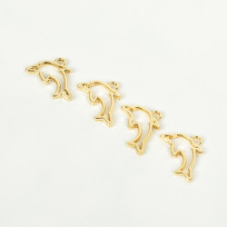 1 Adet - 22 mm Yunus Desenli Uç, Charm Uç, Altın Kaplama 1.Kalite Kararmaz - 3