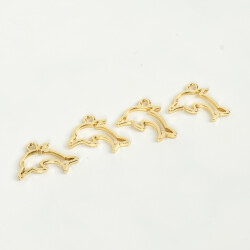 1 Adet - 22 mm Yunus Desenli Uç, Charm Uç, Altın Kaplama 1.Kalite Kararmaz - 4