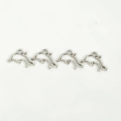 1 Adet - 22 mm Yunus Desenli Uç, Charm Uç, Rodyum Kaplama 1.Kalite Kararmaz - 2