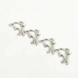 1 Adet - 22 mm Yunus Desenli Uç, Charm Uç, Rodyum Kaplama 1.Kalite Kararmaz - 3