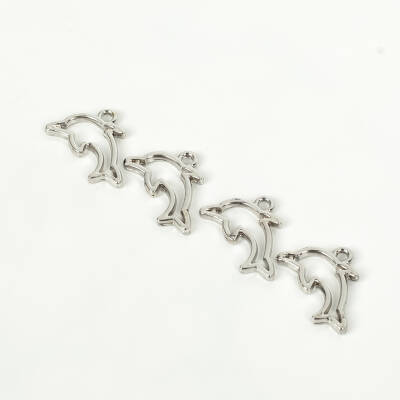 1 Adet - 22 mm Yunus Desenli Uç, Charm Uç, Rodyum Kaplama 1.Kalite Kararmaz - 3