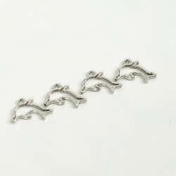 1 Adet - 22 mm Yunus Desenli Uç, Charm Uç, Rodyum Kaplama 1.Kalite Kararmaz - 4