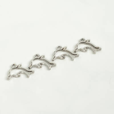 1 Adet - 22 mm Yunus Desenli Uç, Charm Uç, Rodyum Kaplama 1.Kalite Kararmaz - 4