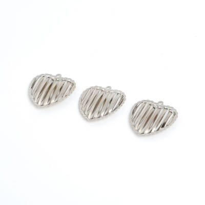 1 Adet - 25 mm Nikel Kaplama Metal Kalp Desenli Kulplu Kolye Ucu, Takı Aparatı, 1.Kalite (Kararmaz) - 3