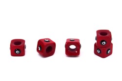 1 Adet - 7x9 mm, 4 Taraf Nazar Mineli, Polyester Boncuk, Kırmızı Renk Boncuk - YF Hobi