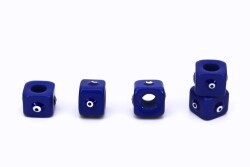 1 Adet - 7x9 mm, 4 Taraf Nazar Mineli, Polyester Boncuk, Mavi Renk Boncuk - YF Hobi