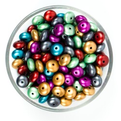 25 Gram - 10 mm, Karışık Renk, Yassı Yuvarlak Plastik Boncuk (25 Gram - 62-65 Adet Arası) - 1
