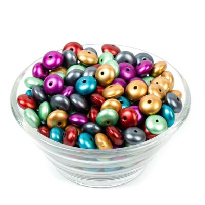 25 Gram - 10 mm, Karışık Renk, Yassı Yuvarlak Plastik Boncuk (25 Gram - 62-65 Adet Arası) - 2