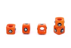 1 Adet - 7x9 mm, 4 Taraf Nazar Mineli, Polyester Boncuk, Turuncu Renk Boncuk - YF Hobi