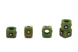 1 Adet - 7x9 mm, 4 Taraf Nazar Mineli, Polyester Boncuk, Yeşil Renk Boncuk - YF Hobi