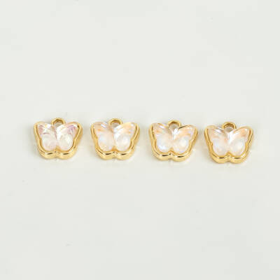 1 Adet - 9 mm Kelebek Desenli Taşlı Uç, Charm Uç, Altın Kaplama 1.Kalite Kararmaz - 2