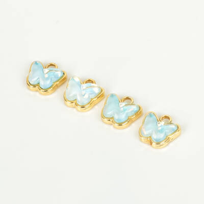 1 Adet - 9 mm Kelebek Desenli Taşlı Uç, Charm Uç, Altın Kaplama 1.Kalite Kararmaz - 3