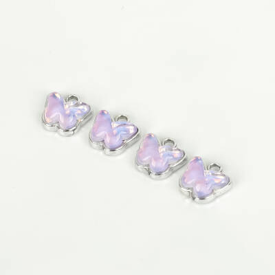 1 Adet - 9 mm Kelebek Desenli Taşlı Uç, Charm Uç, Rodyum Kaplama 1.Kalite Kararmaz - 3