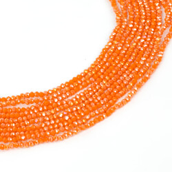 1 Dizi (130-135 Adet) - 3 mm Yassı Kristal Cam Boncuk Dizisi Mat Janjanlı Turuncu Renk 1.Kalite - 2