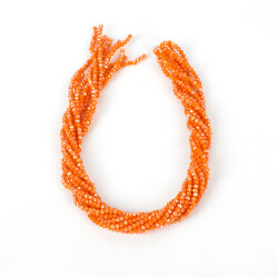 1 Dizi (130-135 Adet) - 3 mm Yassı Kristal Cam Boncuk Dizisi Mat Janjanlı Turuncu Renk 1.Kalite - 4