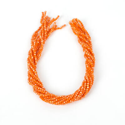 1 Dizi (130-135 Adet) - 3 mm Yassı Kristal Cam Boncuk Dizisi Mat Janjanlı Turuncu Renk 1.Kalite - 4