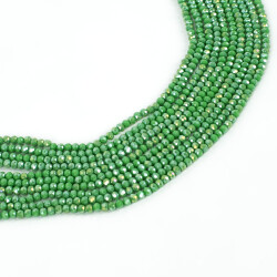 1 Dizi (130-135 Adet) - 3 mm Yassı Kristal Cam Boncuk Dizisi Mat Janjanlı Yeşil Renk 1.Kalite - 2