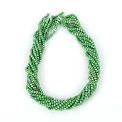 1 Dizi (130-135 Adet) - 3 mm Yassı Kristal Cam Boncuk Dizisi Mat Janjanlı Yeşil Renk 1.Kalite - 4