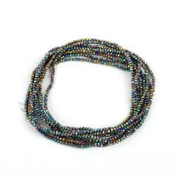 1 Dizi (130-135 Adet) - 3 mm Yassı Kristal Cam Boncuk Dizisi Kaplama Mix Renk 1.Kalite - 2