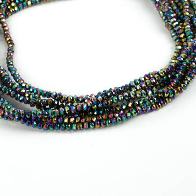 1 Dizi (130-135 Adet) - 3 mm Yassı Kristal Cam Boncuk Dizisi Kaplama Mix Renk 1.Kalite - 1