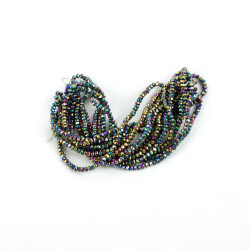 1 Dizi (130-135 Adet) - 3 mm Yassı Kristal Cam Boncuk Dizisi Kaplama Mix Renk 1.Kalite - 4