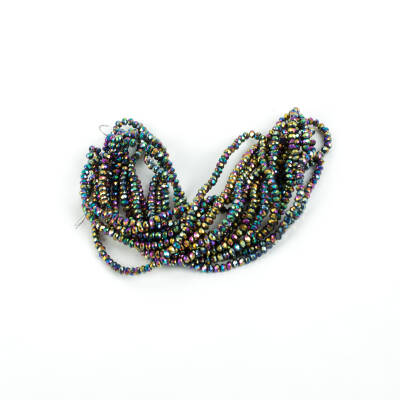 1 Dizi (130-135 Adet) - 3 mm Yassı Kristal Cam Boncuk Dizisi Kaplama Mix Renk 1.Kalite - 4