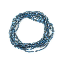 1 Dizi (130-135 Adet) - 3 mm Yassı Kristal Cam Boncuk Dizisi Kaplama Şeffaflı Mavi Renk 1.Kalite - 2