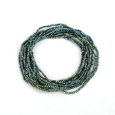 1 Dizi (130-135 Adet) - 3 mm Yassı Kristal Cam Boncuk Dizisi Kaplama Yeşil Renk 1.Kalite - 2
