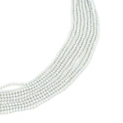 1 Dizi (130-135 Adet) - 3 mm Yassı Kristal Cam Boncuk Dizisi Mat Açık Gri Renk 1.Kalite - 2