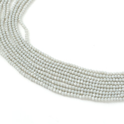 1 Dizi (130-135 Adet) - 3 mm Yassı Kristal Cam Boncuk Dizisi Mat Açık Gri Renk 1.Kalite - 1