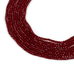 1 Dizi (130-135 Adet) - 3 mm Yassı Kristal Cam Boncuk Dizisi Mat Bordo Renk 1.Kalite - 1