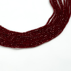 1 Dizi (130-135 Adet) - 3 mm Yassı Kristal Cam Boncuk Dizisi Mat Bordo Renk 1.Kalite - 2
