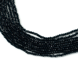1 Dizi (130-135 Adet) - 3 mm Yassı Kristal Cam Boncuk Dizisi Mat Çok Koyu Mavi Renk 1.Kalite - 2
