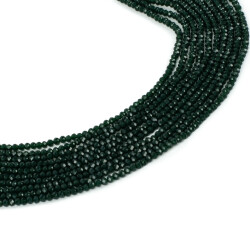 1 Dizi (130-135 Adet) - 3 mm Yassı Kristal Cam Boncuk Dizisi Mat Çok Koyu Yeşil Renk 1.Kalite - 1
