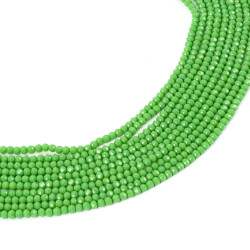 1 Dizi (130-135 Adet) - 3 mm Yassı Kristal Cam Boncuk Dizisi Mat Fıstık Yeşil Renk 1.Kalite - 1