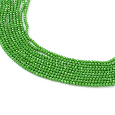 1 Dizi (130-135 Adet) - 3 mm Yassı Kristal Cam Boncuk Dizisi Mat Fıstık Yeşil Renk 1.Kalite - 2